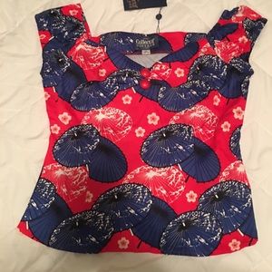 ModCloth “Collectif Vintage” Parasol Print Top